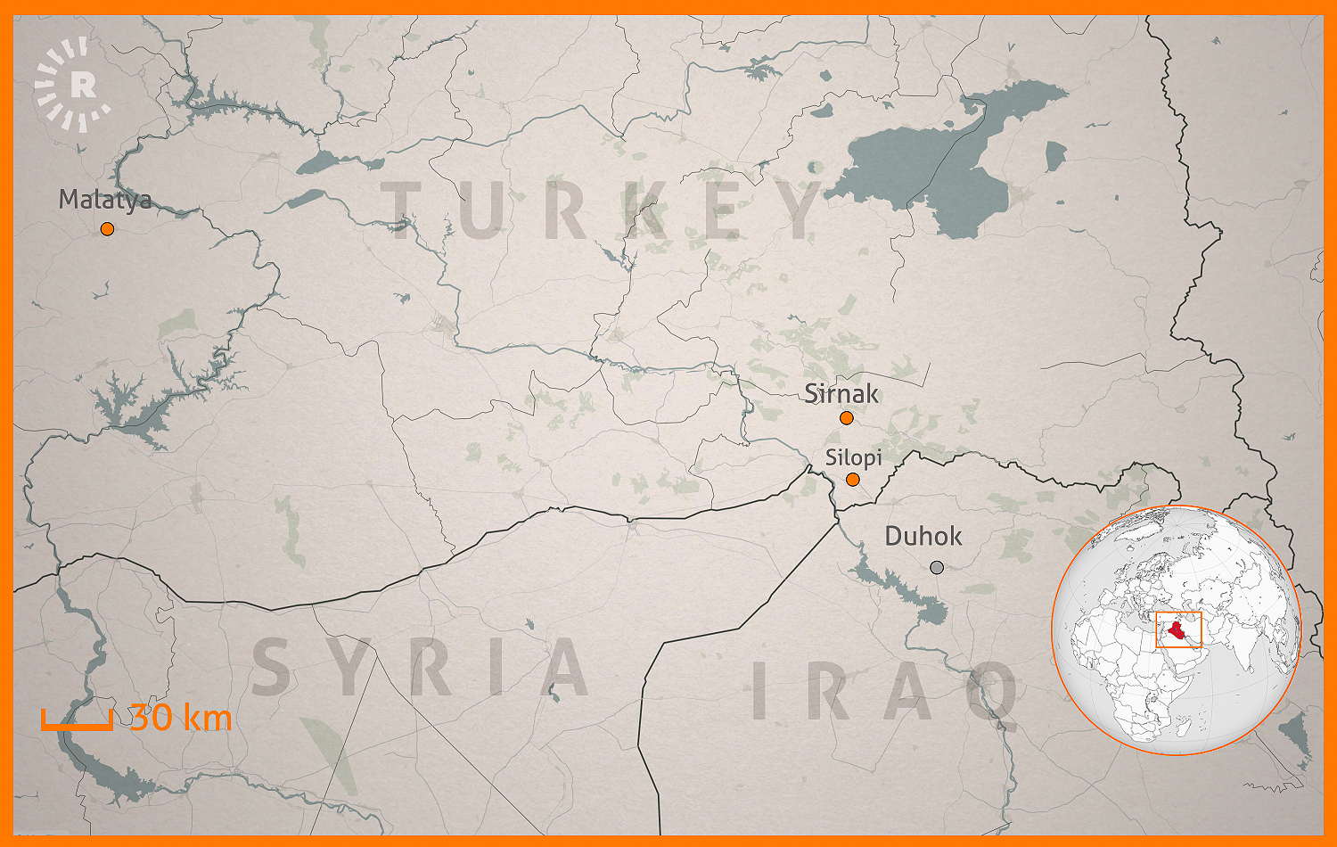 Muhsin travelled hundreds of kilometres, from Duhok to Malatya, to see if the dead body of a young man from the Kurdistan Region was his son's. Graphic: Maps4news, Sarkawt Mohammed / Rudaw